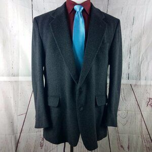 Roberto Vasalli 46L Camel Hair Blend 2 Button Charcoal Gray Blazer Sport…